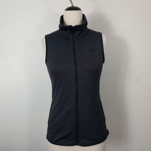 Under Armour Cold Gear Women Black Gilet Vest Size S M Sleeveless Pockets Zipper